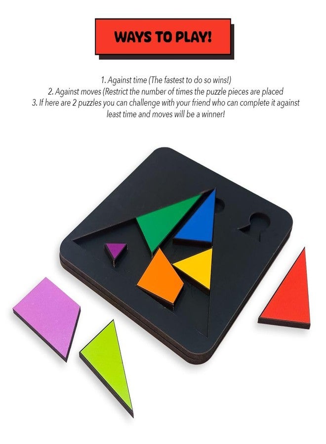 تويز بوكس لعبة ألغاز غامضة من تويز بوكس، لعبة مثلثات لتنمية الذكاء، قطع هندسية ملونة وتحدي العصي، مصنوعة من خشب MDF، لعبة ألغاز تعليمية لتنمية الذكاء للأطفال والكبار - Image 4